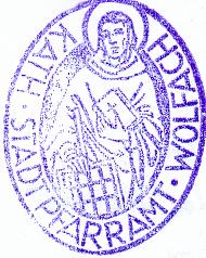 Der Stempel des Pfarramts Wolfach in unserem Pilgerbuch